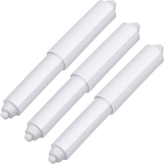 3 Pieces Toilet Paper Holder Hygienic Replacement Roller Chrome Plastic Spring Loaded (Thin White Dot)