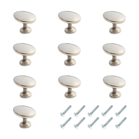 10 Pieces Brushed Steel Oval Kitchen Cabinet Door Drawer Knobs Oval Stepped Knob Handles For Kitchen Cupboard Bedroom Dresser Bathroom