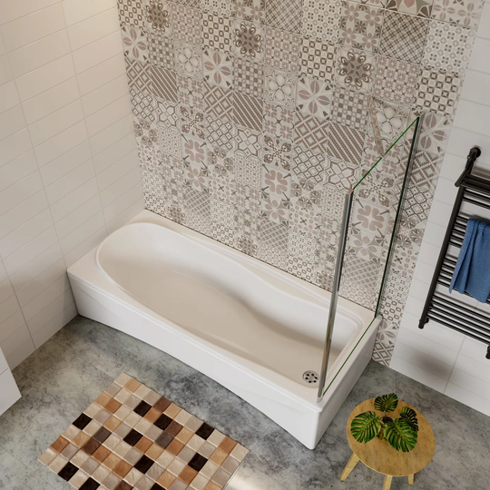 Danbury Straight Tempered Glass Bath Screen