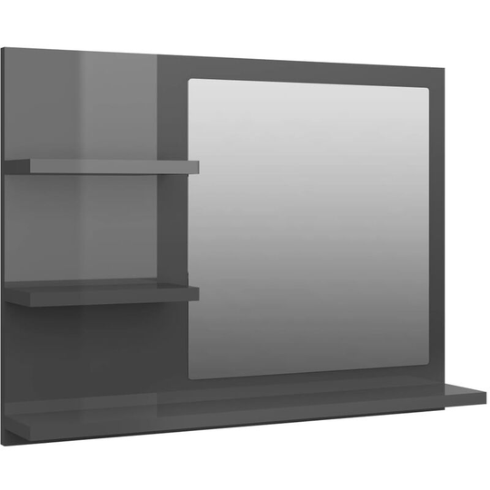 Bathroom Mirror High Gloss Grey 60x10.5x45 cm Engineered Wood Vidaxl Grey