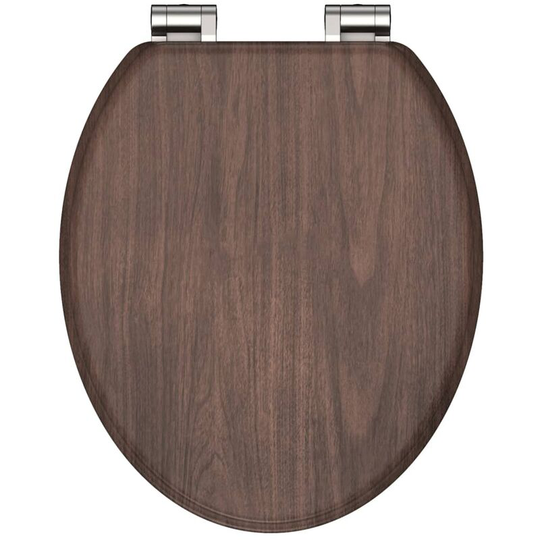 Toilet Seat with Soft-Close DARK WOOD MDF SCHÜTTE - Brown