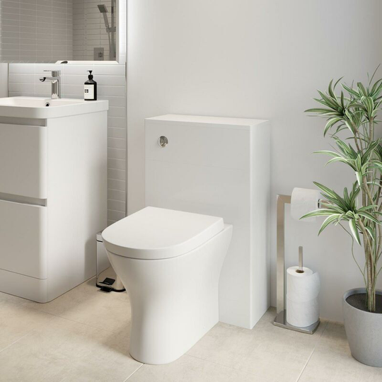 Regis - Modern Bathroom Toilet Unit Concealed Cistern 500mm wc btw Soft Close Seat White - White
