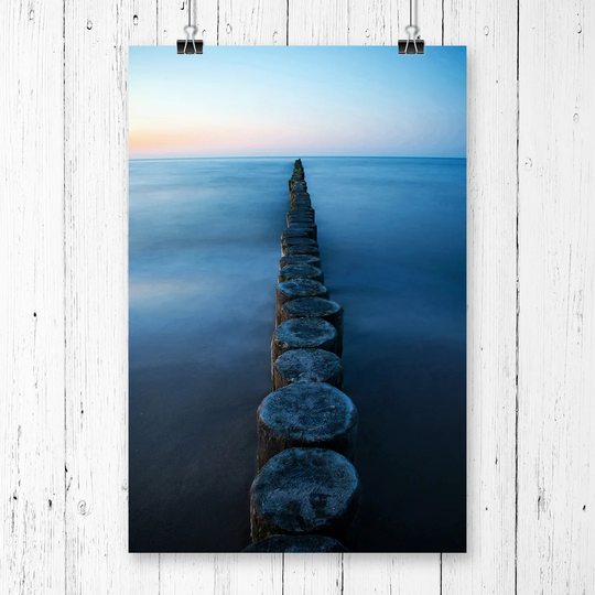"Groynes Evening Sun Baltic Seascape" Graphic Art