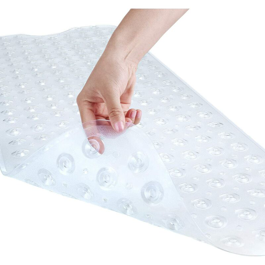 Bathtub Shower Mat 40 x 16 Inch Non-Slip Extra Large Tub Mat with Suction Cups Machine Washable Bathroom Mat with Drainage Holes, Clear