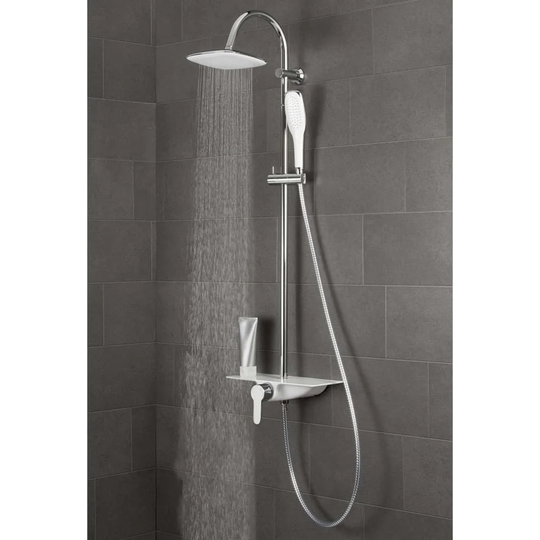 Schütte Overhead Shower Set with Single Lever Mixer and Tray Waterway Chrome-White