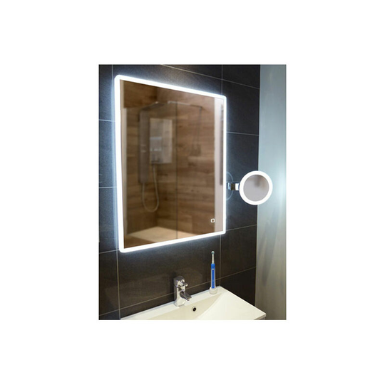 HIB - Vega 60 Portrait Demistable led Bathroom Mirror with Charging Socket 800mm h x 600mm w
