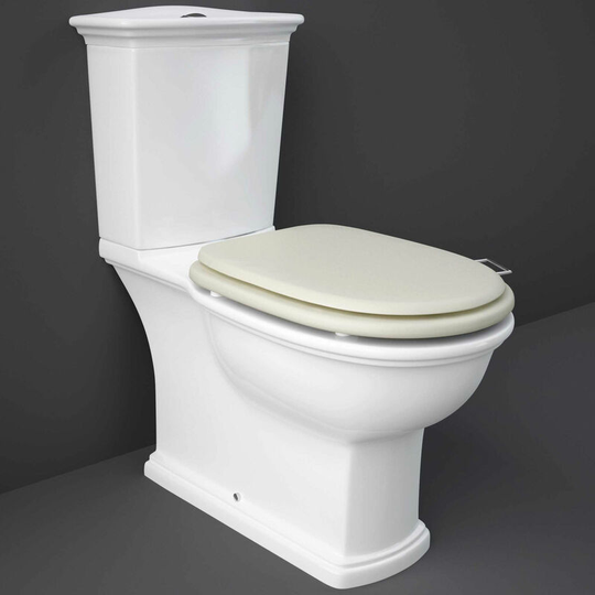 RAK Washington Close Coupled Toilet with Horizontal Outlet & Push Button Cistern - Greige Seat