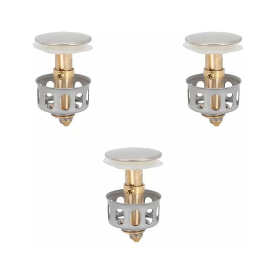 Sink Drain Stopper,Betterlife Copper Brass Sink Drain, Stainless Steel Drain Filter with Thickened Silicone Gasket for Bathroom Kitchen(3 pcs)