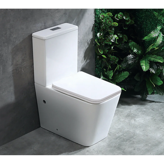 Bazemore Close Coupled Toilet Button Flush and Soft Close Seat