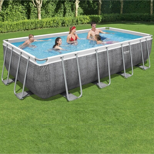 18ft x 9ft x 48in Power Steel Rectangular Pool Set - Bestway