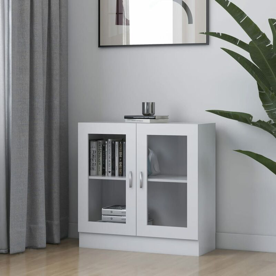 Vitrine Cabinet White 82.5x30.5x80 cm Chipboard FF802741_UK - Topdeal