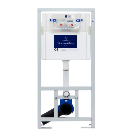 Wall Hung Toilet and Mounting Frame with Button Flush and Soft Close Seat