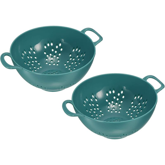Food Colander with Handle 2Pcs, Plastic Washing Vegetables Basket, Rice Wash Sieve Rice Washer Strainer Drain Basket for Vegetable Fruit- Green