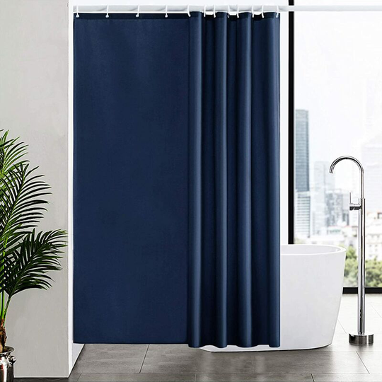 1Piece Navy Blue Shower Curtain Mildew Proof Polyester Fabric Machine Washable Weighted Waterproof Bath Curtains for Bathtub 180x200cm