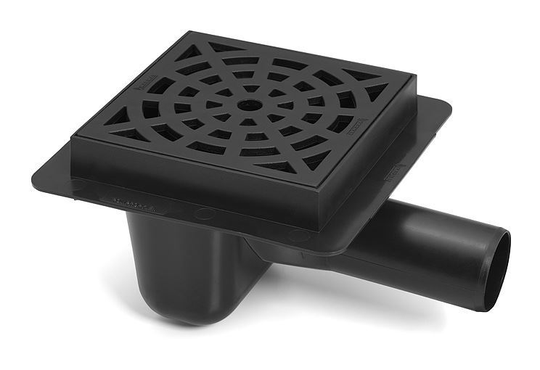Sewerage Plastic Floor Ground Drain with Black Round Pattern Grid 50mm Pipe Diameter