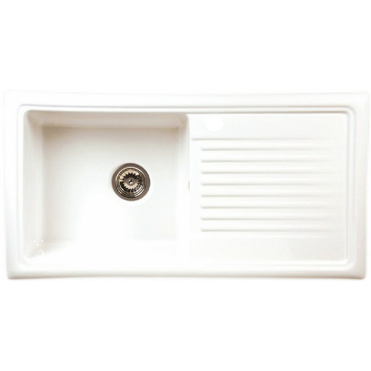 Ceramic White Single Bowl & Drainer Sink - Reginox