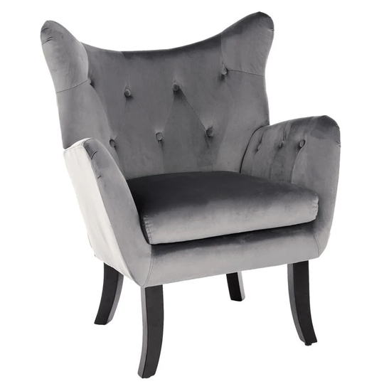 Axhup - Armchair, Vintage Velvet Tufted Button Accent Chair with Armrest, Upholstered Single Sofa Lounge Chair for Living Room Bedroom Furniture