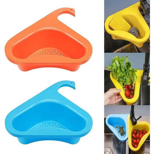 Sink Colander, 2 pcs Plastic Colander, for Fruits, Vegetables, Leftovers, Orange and Blue