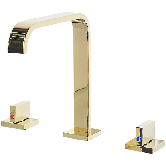 Beliani - Modern Glossy Bathroom Basin Tap Brass Mixer Sink Twin Levers Gold Kagera - Gold