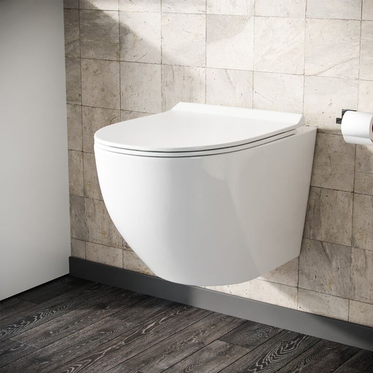 Neshome - Declan Rimless Wall Hung Toilet Pan + Soft Close Toilet Seat