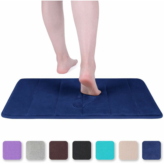 Memory Foam Bath Mat Absorbent Non-Slip Bath Mat Washable Bath Mat - 40 x 60 cm, Navy Blue Soekavia