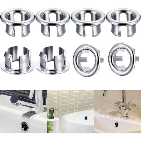 9 Pieces Sink Overflow Ring Trim Round Hole Sink for Bathroom Kitchen Basin Drain Plug Cover