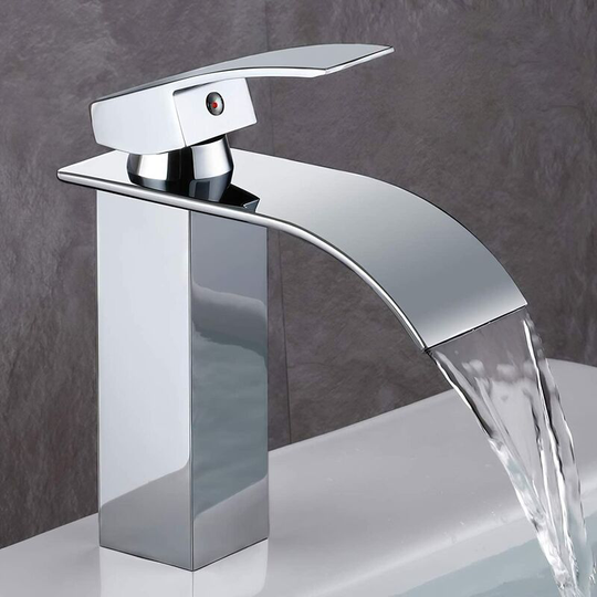 Bathroom Faucet, Modern Waterfall Design Lavatory Faucet, Durable Metal Body Design With Premium Metal Chrome Plating.