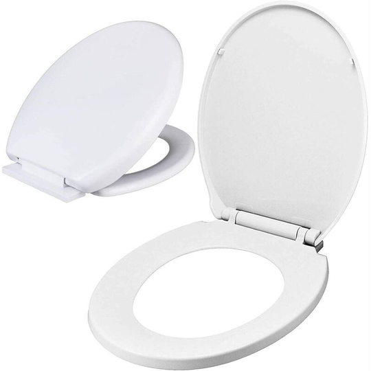 Soft Close Toilet Seat, Autofather Toilet Seat with Quick Release for Easy Clean, Standard Toilet Seats White with Adjustable Hinges, o Shape