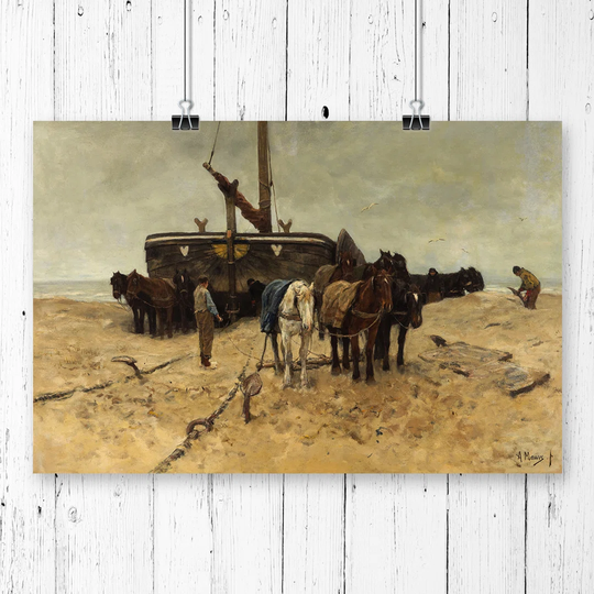 'Fishing Boat on the Beach' by Anton Mauve Painting Print