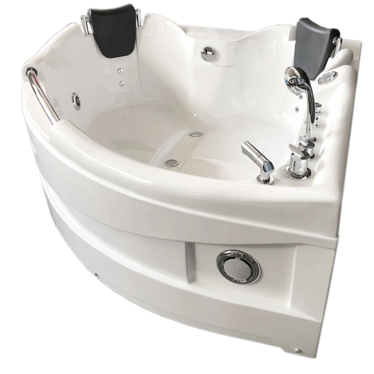 Ginevra Whirlpool Bath Tub Spa White Corner Bathtub 150 x 150cm Hot Tub 2 Persons