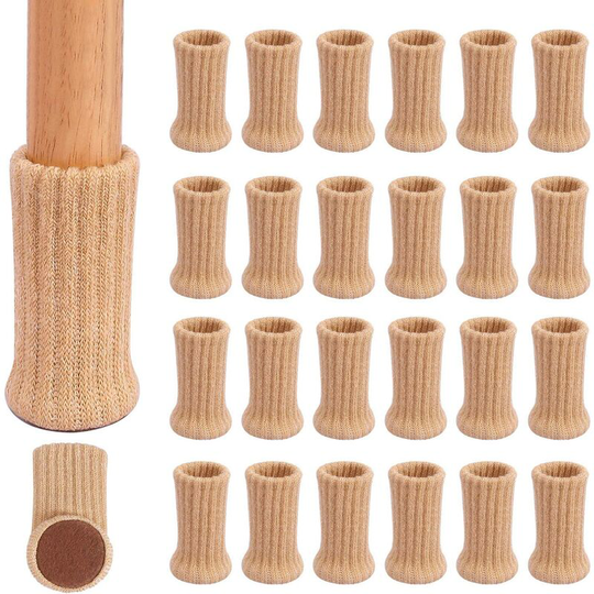 Sunflowergb - 4 pcs Floor Protectors for Chair Legs, Furniture Legs, Chair Feet Furniture Legs Anti-Slip Pads for 1-2 Inch Furniture Khaki