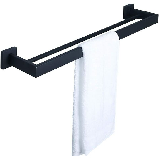 Perlerare - Wall Mounted Towel Rack Double 2 Bar Towel Rack Bathroom Shelf, 24 inch, Steel Matte Black Finish