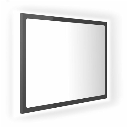 LED Bathroom Mirror High Gloss Grey 60x8.5x37 cm Acrylic vidaXL - Grey