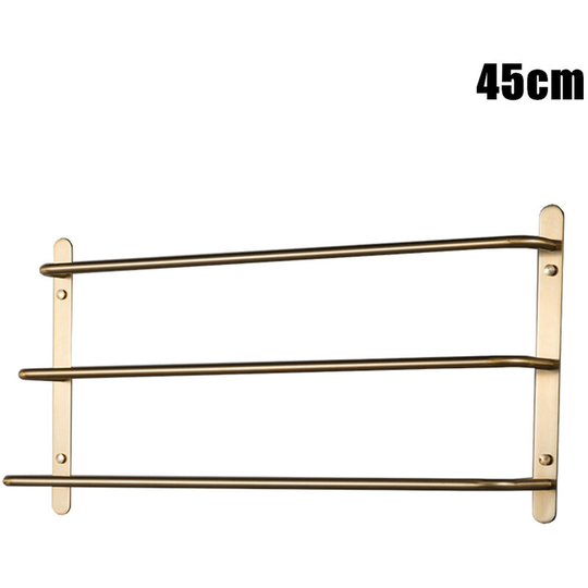 Towel Rail, 45cm Stainless Steel Wall Mounted Towel Rack with 3 Rail for Bathroom (Gold)
