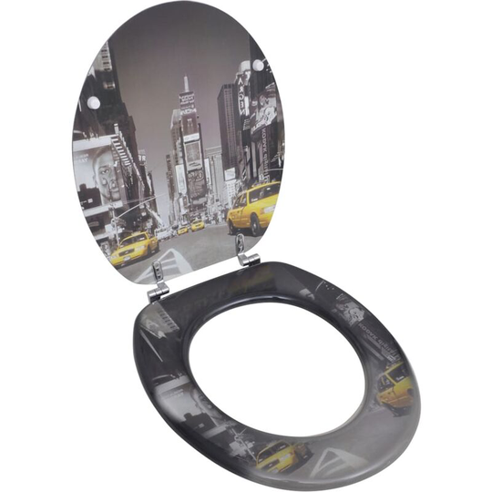 Toilet Seat with mdf Lid New York Design - Multicolour