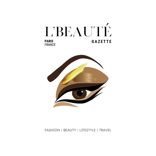 L'Beaute French Beauty Magazine Cover with Golden Eyeshadow and Makeup by Design Harvest - Wrapped Canvas Advertisement