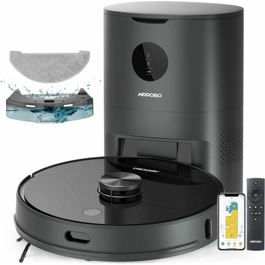 Airrobo - T10 robot vacuum cleaner with 3.3 l self-draining station - Autonomy 250 min - Collector 0.51 l - Sound level 67 dB - Suction power 2700 Pa