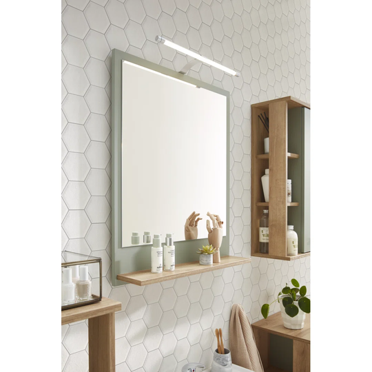 Framed Wall Mounted Bathroom Mirror in Sage/Oak