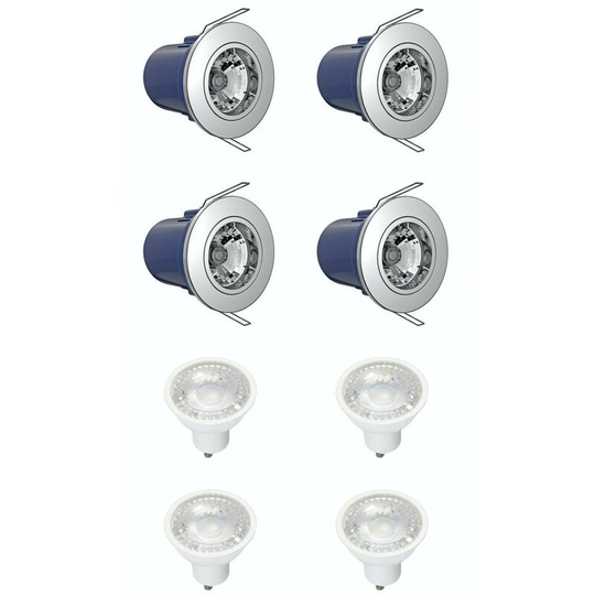 Forum - fixed fire rated downlight pack of 4 with warm white bulbs in chrome - Chrome