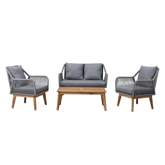 Vaughan Solid Wood 4 - Person Seating Group with Cushions