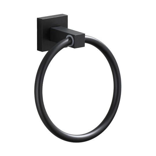 Towel Ring Black, Hand Towel Holder Ring Hanger for Bathroom Kitchen ,Metal Round Towel Holder Wall Mounted Towel Rack