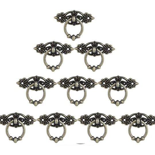 Perlerare - 10 pcs Drawer Door Drawer Knob Bronze Furniture Handle with Screws for Retro Cabinet Drawer Dresser Retro Furniture