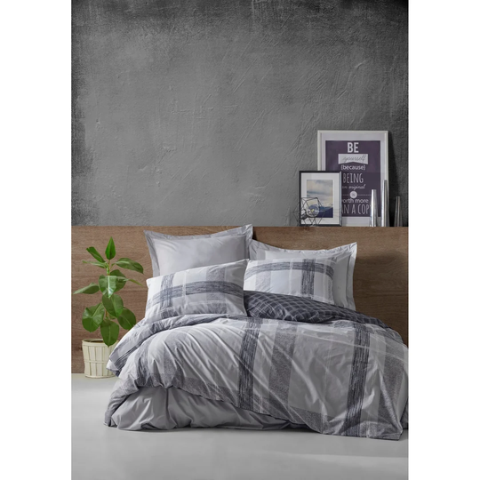 Belby Grey Reinforced Cotton 145 TC Duvet Cover Set