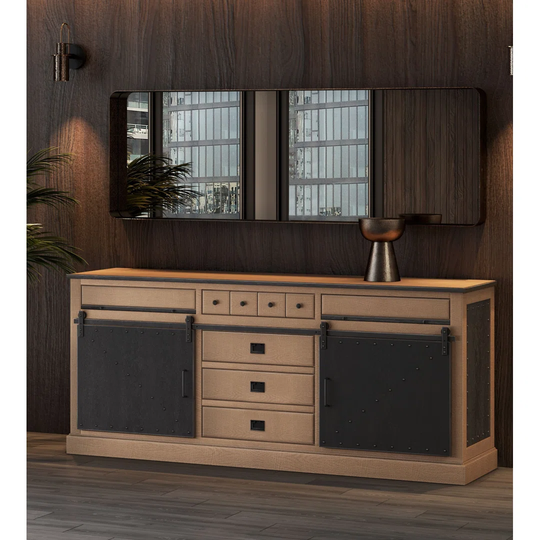 Seale 235 Cm Wide 2 Drawer Oak Solid Wood Sideboard