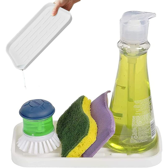 Perlerare - Bar Mat, Kitchen Sponge Holder, hgyze Silicone Drainer Pad, Heat Resistant, Sink Drainer (25.5 x 14 White)