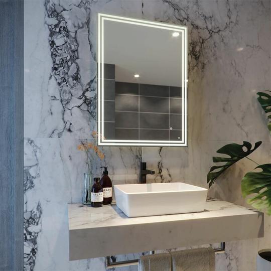 Rak Hermes led Bathroom Mirror Demister Shaver Socket Bluetooth IP44 800 x 600mm - Silver
