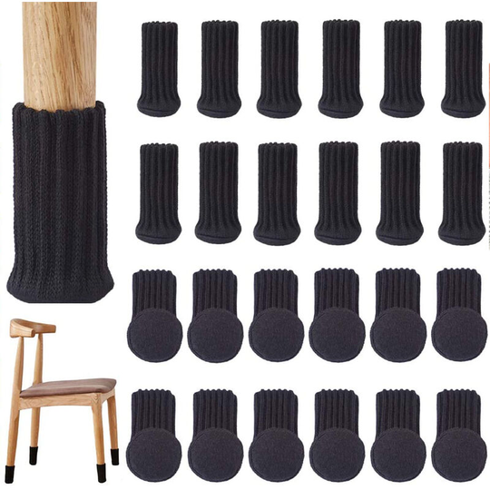 24 pcs Floor Protectors For Furniture Anti-Slip Pads Black