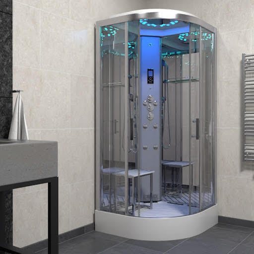 Insignia Platinum Quadrant Steam Shower Cabin 800mm - Chrome Frame