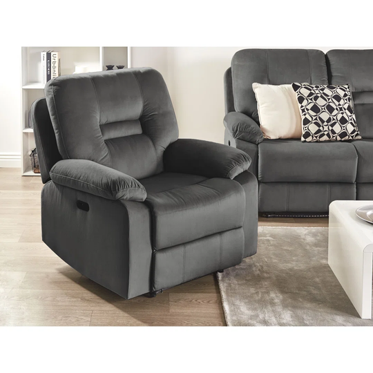 Velvet LED Electric Recliner Chair With USB Port Grey Aldea