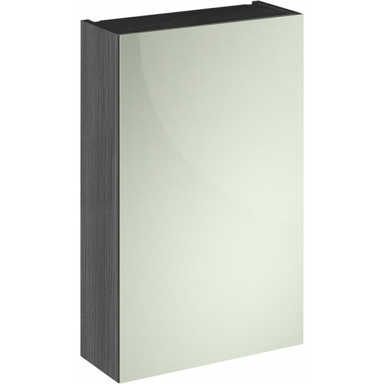 Athena 1-Door Mirrored Bathroom Cabinet 715mm h x 450mm w - Anthracite Woodgrain - Nuie
